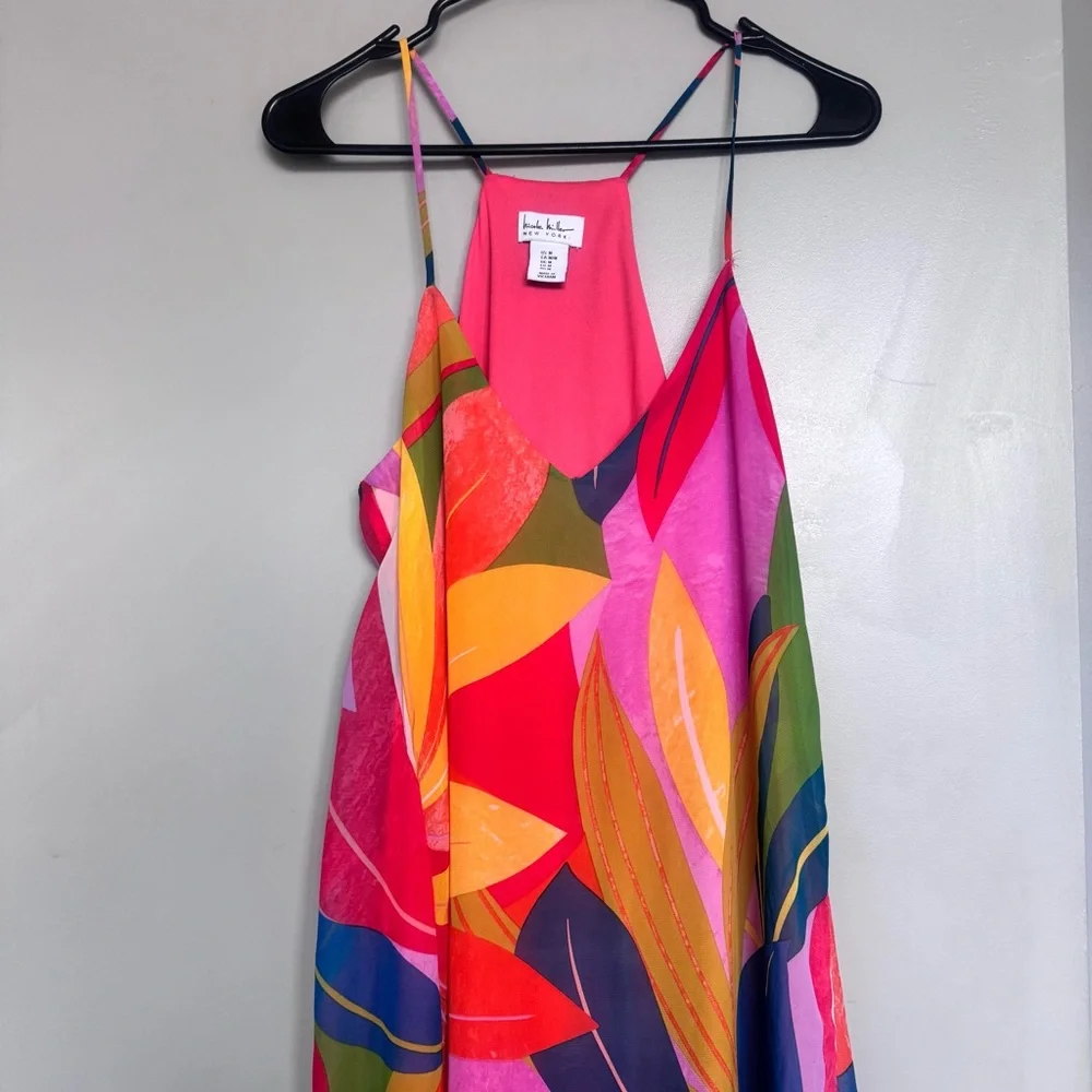 Nicole Miller Chiffon Tropical Maxi Dress Multicolor Size Medium - Picture 3 of 6